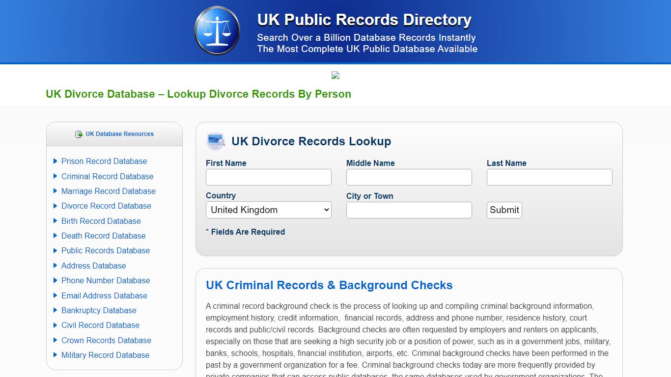 Lookup Divorce Records By Person - UK Public Records Directory